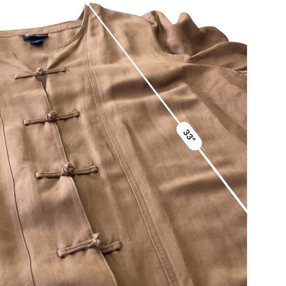 MAGGIE BARNES Shirt Womens PLUS SIZE 2X brown Linen Jacket - Picture 8 of 11